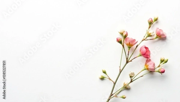 Obraz Delicate, small-scale floral sprigs on white background , pretty, wallpaper, background