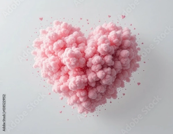 Fototapeta Red abstract smooth silky heart with empty space