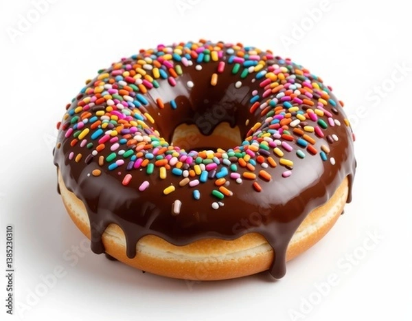 Obraz tasty chocolate donut, isolated on white