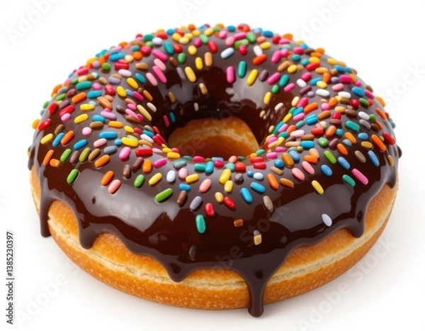 Obraz tasty chocolate donut, isolated on white