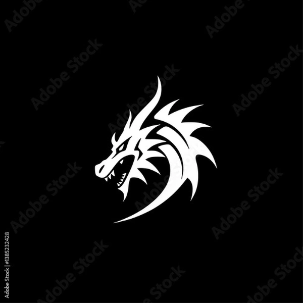 Obraz Dragon - Black and White Isolated Icon - Vector illustration