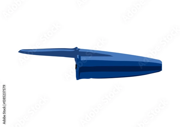 Obraz Caneta esferográfica com tampa azul e corpo transparente