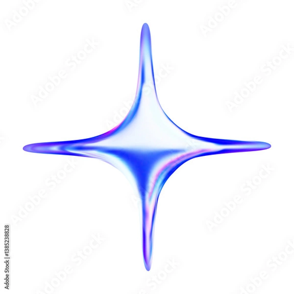 Fototapeta 3d star vector illustration.  Glossy iridescent geometric shape