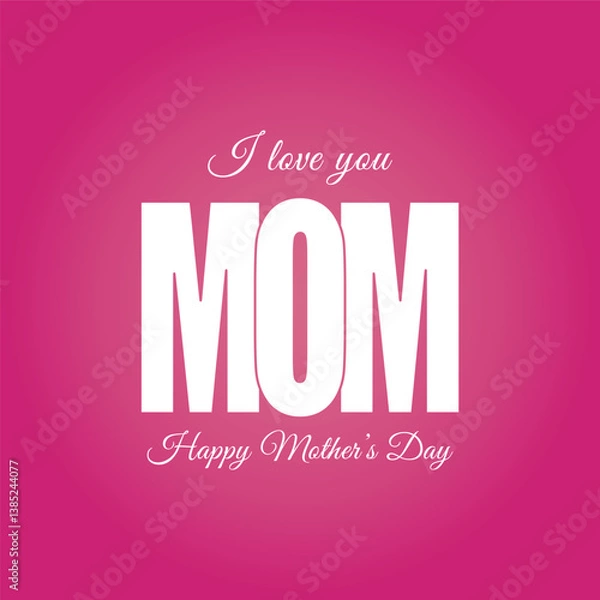 Fototapeta Happy Mother's Day! Illustration with a pink color background for social media posts, posters, and card designs.