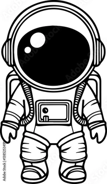 Obraz Creative black vector design featuring a cartoon astronaut character with oversized helmet and space suit