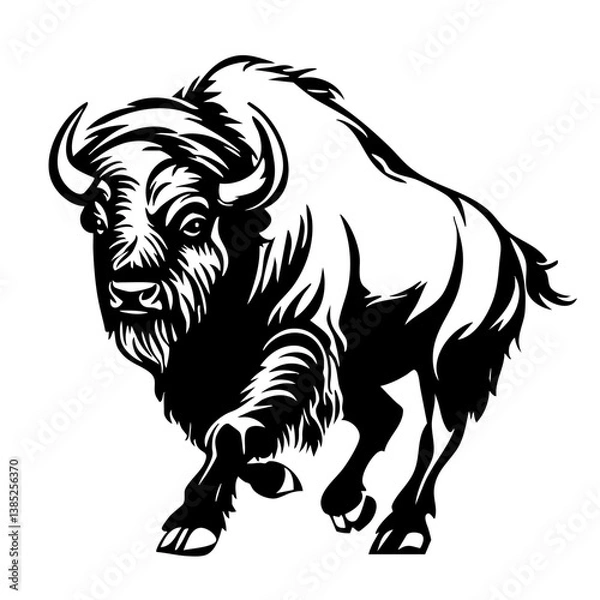 Obraz Running bison silhouette design showcasing strength and movement in a powerful and dynamic pose