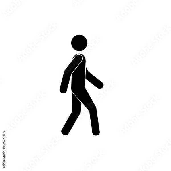 Fototapeta a man is walking, sketch, silhouette of a walking man, stick man isolated on a white background, flat vector illustration