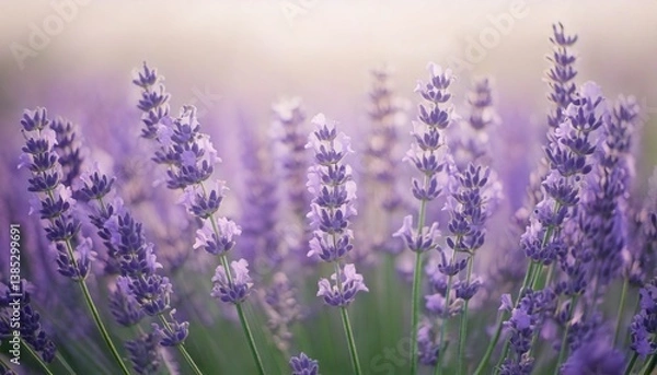 Obraz ラベンダーの花の風景、フォトジェニックで美しい花