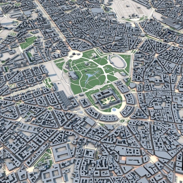 Obraz Milan City Italy Map, 3D Rendering