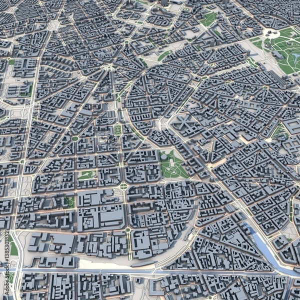 Obraz Milan City Italy Map, 3D Rendering
