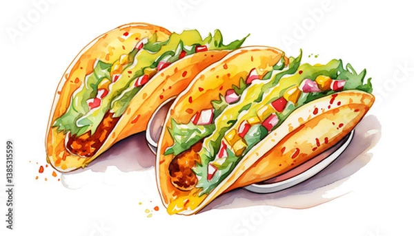 Obraz Tacos illustration on a transparent background.