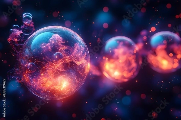 Fototapeta Ethereal social media bubbles reflect dynamic sentiment analysis