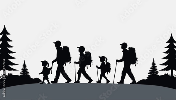 Obraz Happy Family Enjoying a Scenic Hike in the Wilderness