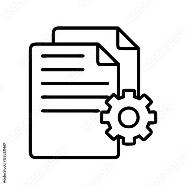 Obraz Document setting icon vector illustration, file configuration and management process, gear and paper symbol 