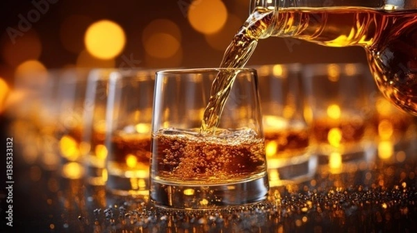 Obraz Whiskey Pour: Golden Hour Delight