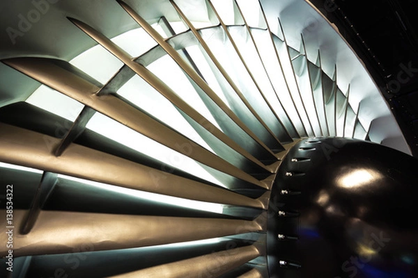 Obraz Jet engine turbine blade airplane of background