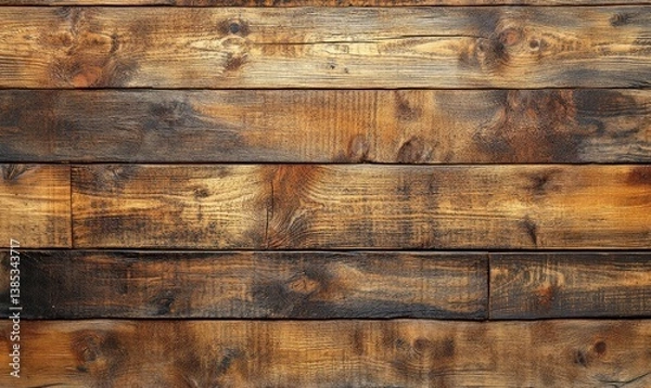 Fototapeta Wood plank brown texture background surface with old natural pattern. Barn wooden wall antique cracking furniture weathered rustic vintage peeling wallpaper. Summer organic decoration with