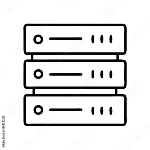 Fototapeta Triple server icon in black and white style