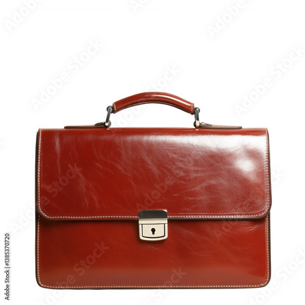 Fototapeta Elegant red leather briefcase with a sleek design, perfect for professionals. Ideal for carrying documents and essentials. Stylish and functional accessory for meetings and travel.