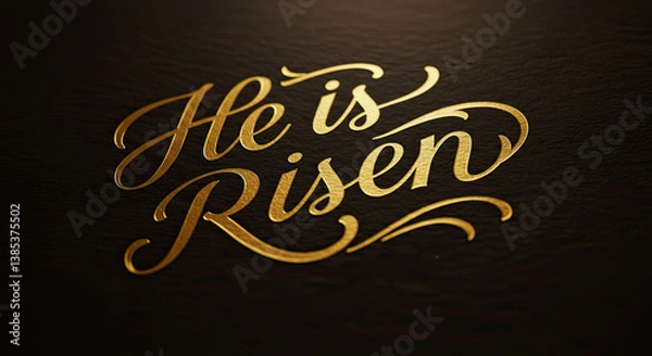 Obraz He Is Risen Easter Celebration Calligraphy Art.
Calligraphic illustration featuring the phrase "He Is Risen" surrounded by decorative elements. Symbolic of Easter celebrations and the resurrection the
