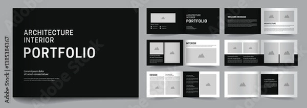 Fototapeta Landscape interior and architecture portfolio template design, landscape portfolio, 