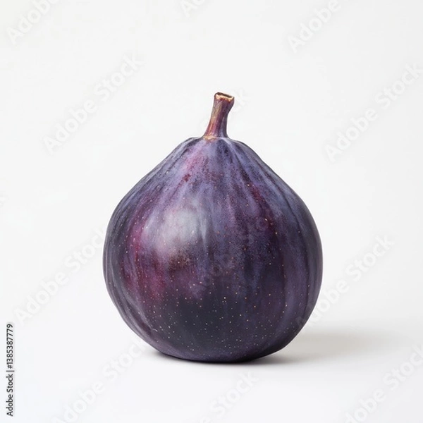 Fototapeta A single fig in close-up, isolated on a white background. Featuring richness and texture