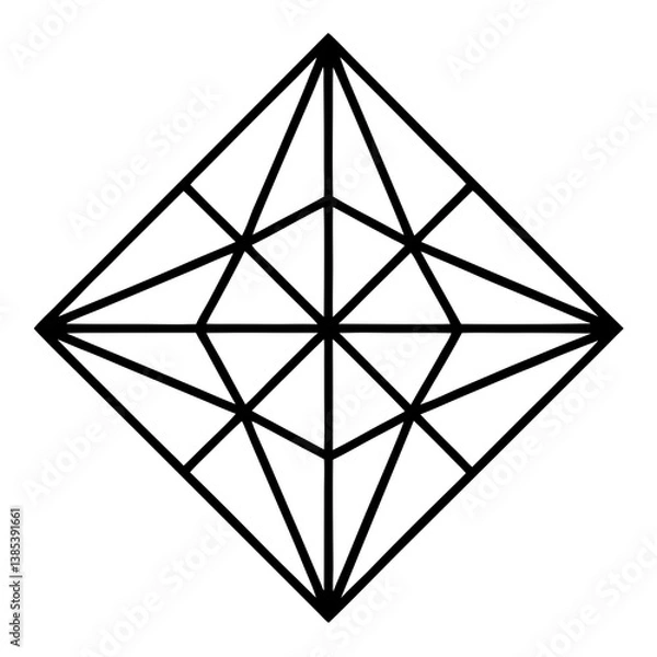 Obraz Floating diamond patterns in mandala line art vector illustration