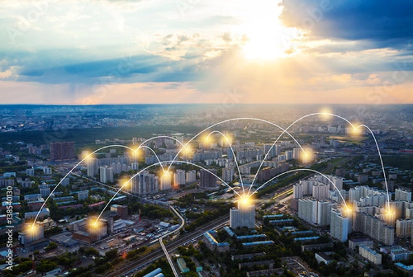 Obraz Moscow with network connection concept