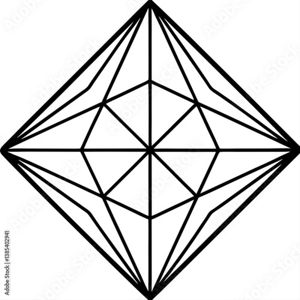 Fototapeta Prism based colorful mandala line art vector illustration 
