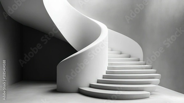 Obraz Elegant White Spiral Staircase in Modern Architecture