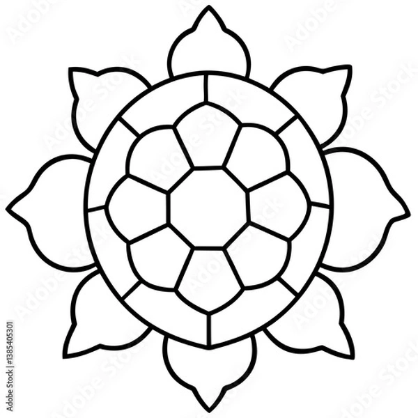 Fototapeta Cute cartoon turtle vector illustration on white