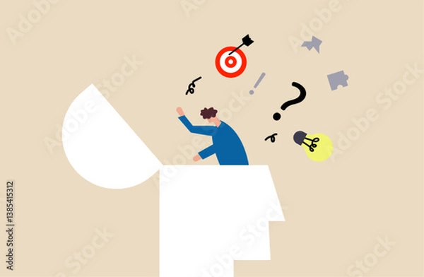 Obraz Remove trash and negative thoughts emotions from mind conceptual illustration