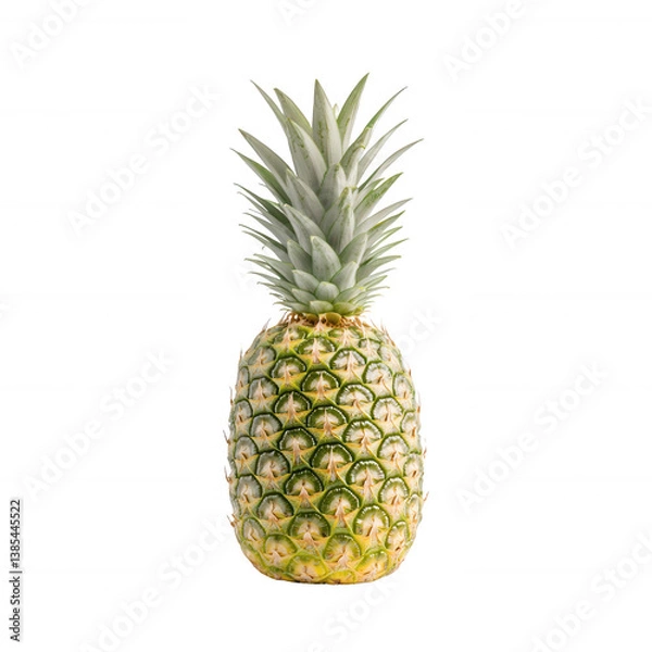 Fototapeta Fresh pineapple on a white isolated background, showcasing its vibrant colors and unique texture, perfect for use in culinary or tropical-themed projects.