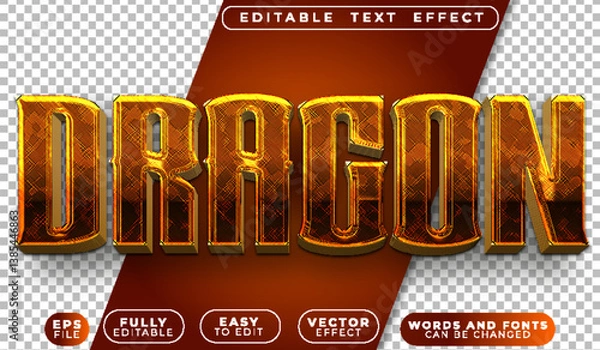 Fototapeta Dragon Legend Fire Fully Editable Vector Text File