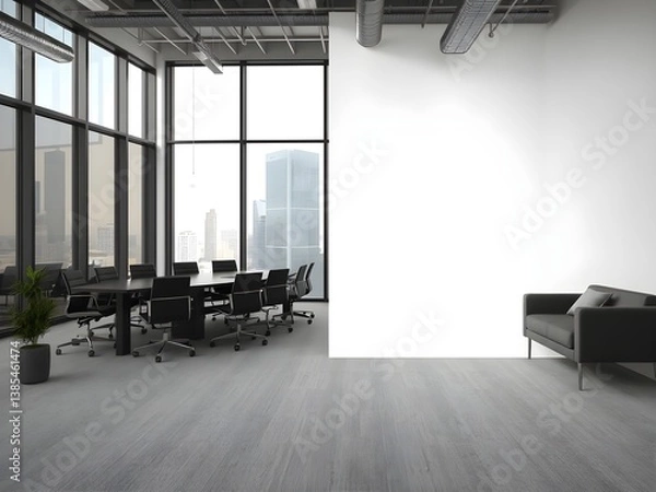 Fototapeta Modern interior with empty wall for mockup. 3D Rendering