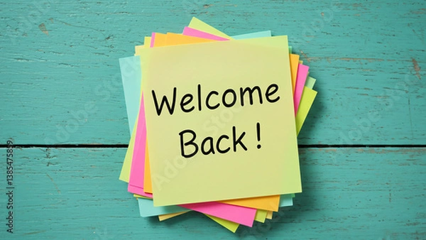 Fototapeta Welcome Back on Sticky Notes 