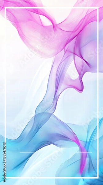 Fototapeta A futuristic digital art background with flowing liquid gradients in vibrant cyan and magenta hues, accented by subtle grid lines. 