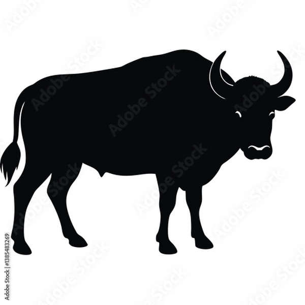 Fototapeta Bison buffalo silhouettes set, large pack of vector silhouette design, isolated white background, Buffalo Silhouette, silhouette or illustration of a cow or buffalo, American bison black silhouette.