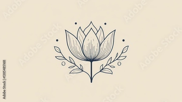 Obraz Elegant line art tulip, floral design, minimalist aesthetic, artistic representation