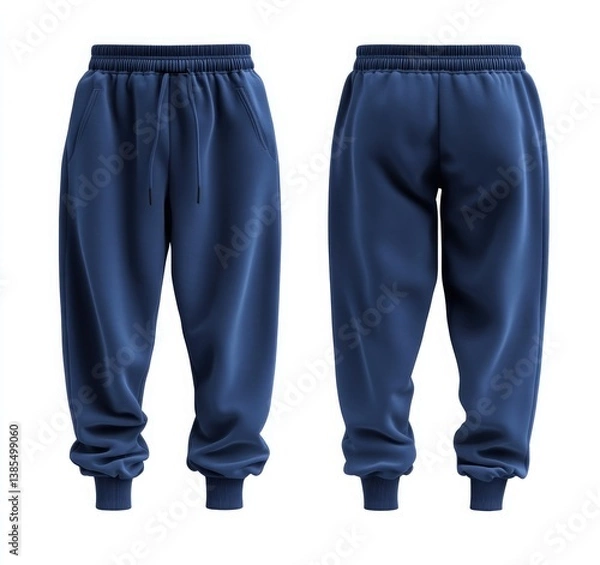 Obraz Photographs of navy blue sweatpants, front and back views on a white background