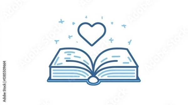 Fototapeta Open book with heart, magic, knowledge, education