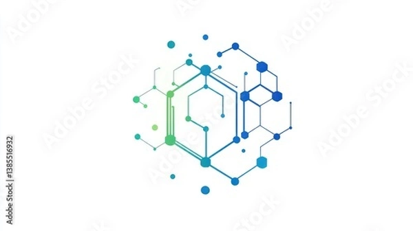 Fototapeta Abstract hexagonal network design, futuristic illustration, possible use in technology presentations