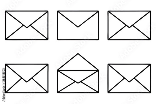 Fototapeta Envelopes Line Art Simple Outline for Branding and Packaging 