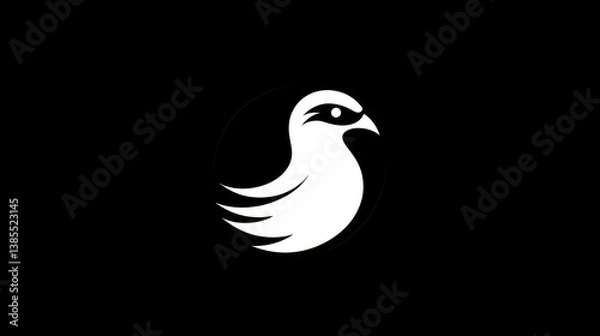 Fototapeta Bird logo design, black background, graphic illustration, art, minimalist design, stock photo, ready to use for branding or website