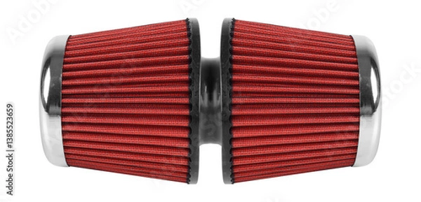 Obraz Car Parts - Side view two red sports air filter isolated