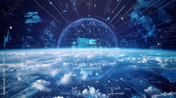 Fototapeta An AI powered system automating weather forecasting by analyzing real time atmospheric data, satellite imagery, and environmental factors for accurate predictions