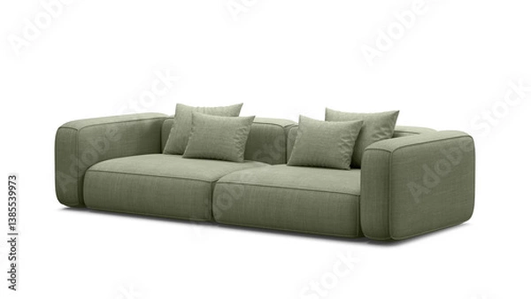 Obraz Modern sofa on isolated background. Furniture for the interior collages and presentations. Side view.