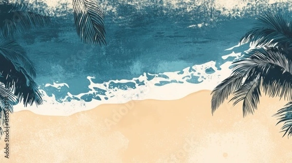 Fototapeta The holiday of Summer with colorful theme as palm trees background as texture frame background  