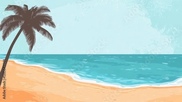 Fototapeta The holiday of Summer with colorful theme as palm trees background as texture frame background  