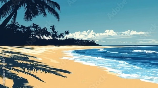 Fototapeta The holiday of Summer with colorful theme as palm trees background as texture frame background  